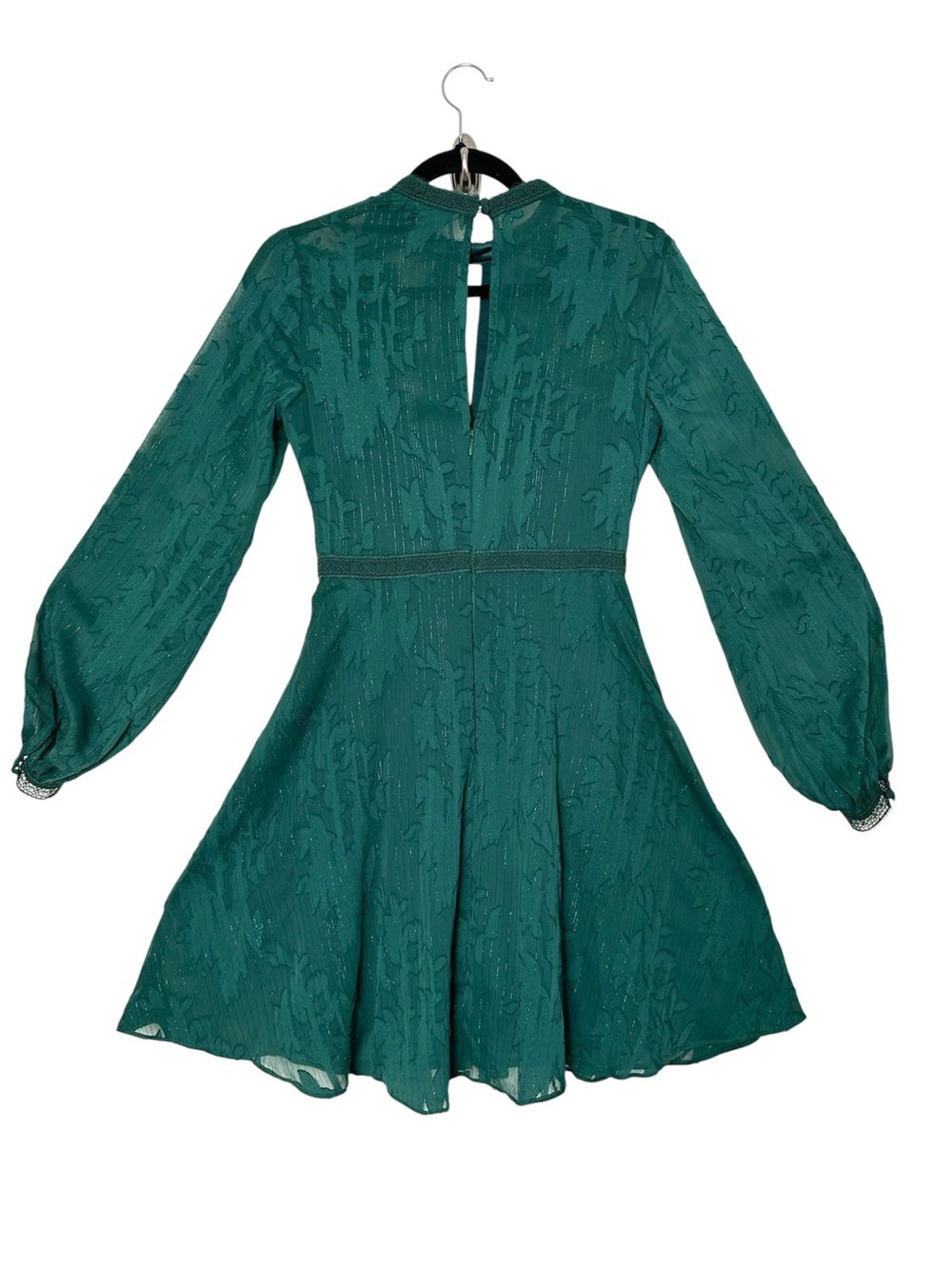 Ever New Emerald Green Floral Mesh Mini Dress Burnout Sheer Skater Fairycore Ren - Picture 10 of 14